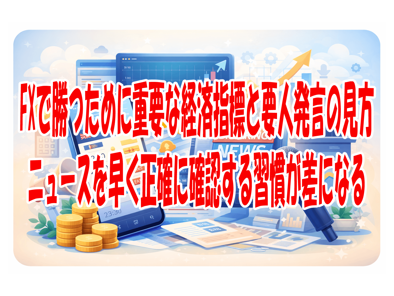 FXで勝つために重要な経済指標と要人発言の見方 ニュースを早く正確に確認する習慣が差になる